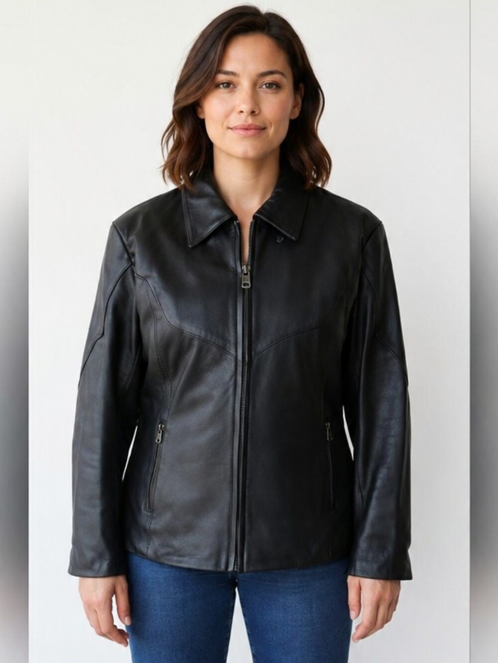 Wild Ride Women's Vintage Black Leather Fitted Motorcycle Jacket Lined 22 XL